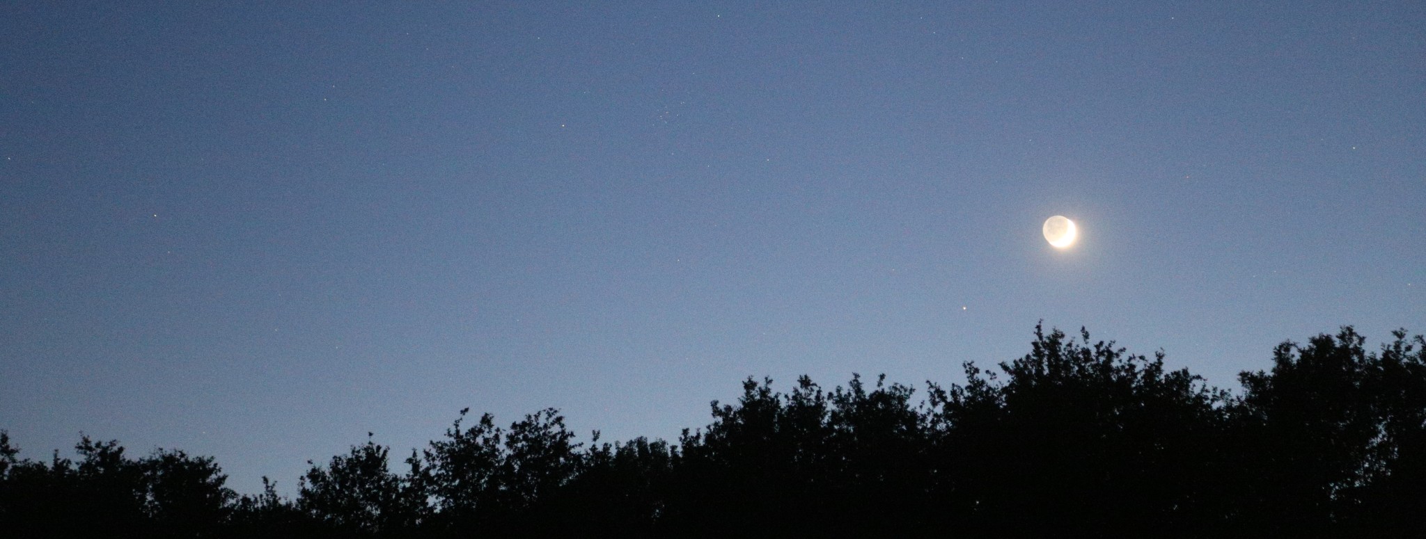Photo pose longue vite-fait de la lune vue depuis notre jardin